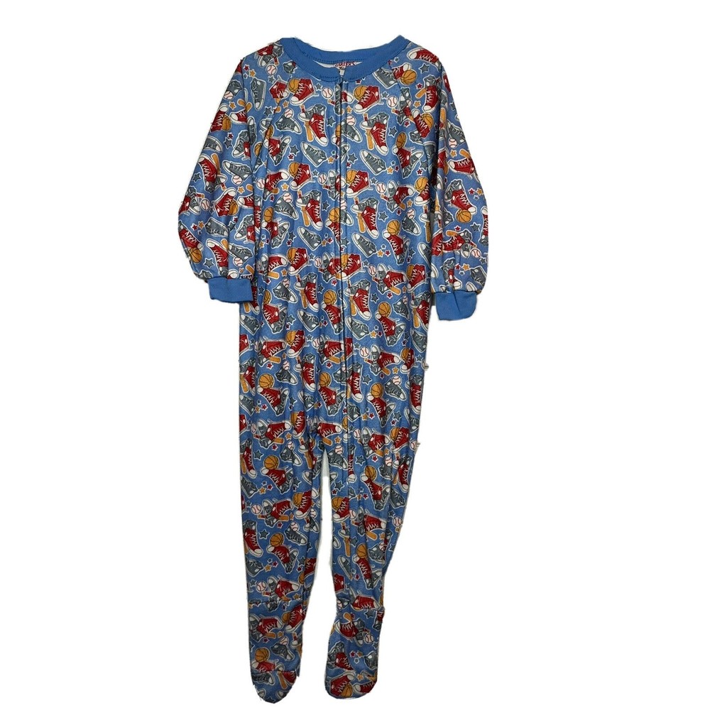 Vintage Carters 4T Pajamas Footie Sports Baseball Blue Zip Sleeper Toddler Boy